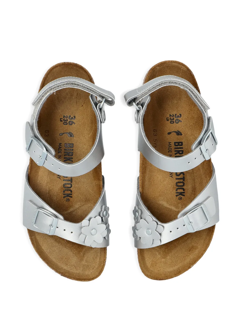 Birkenstock Kids Rio plain flower sandals Zilver
