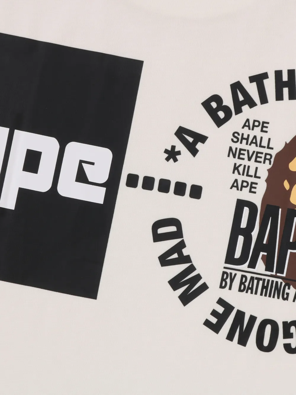 A BATHING APE T-shirt met logoprint Beige