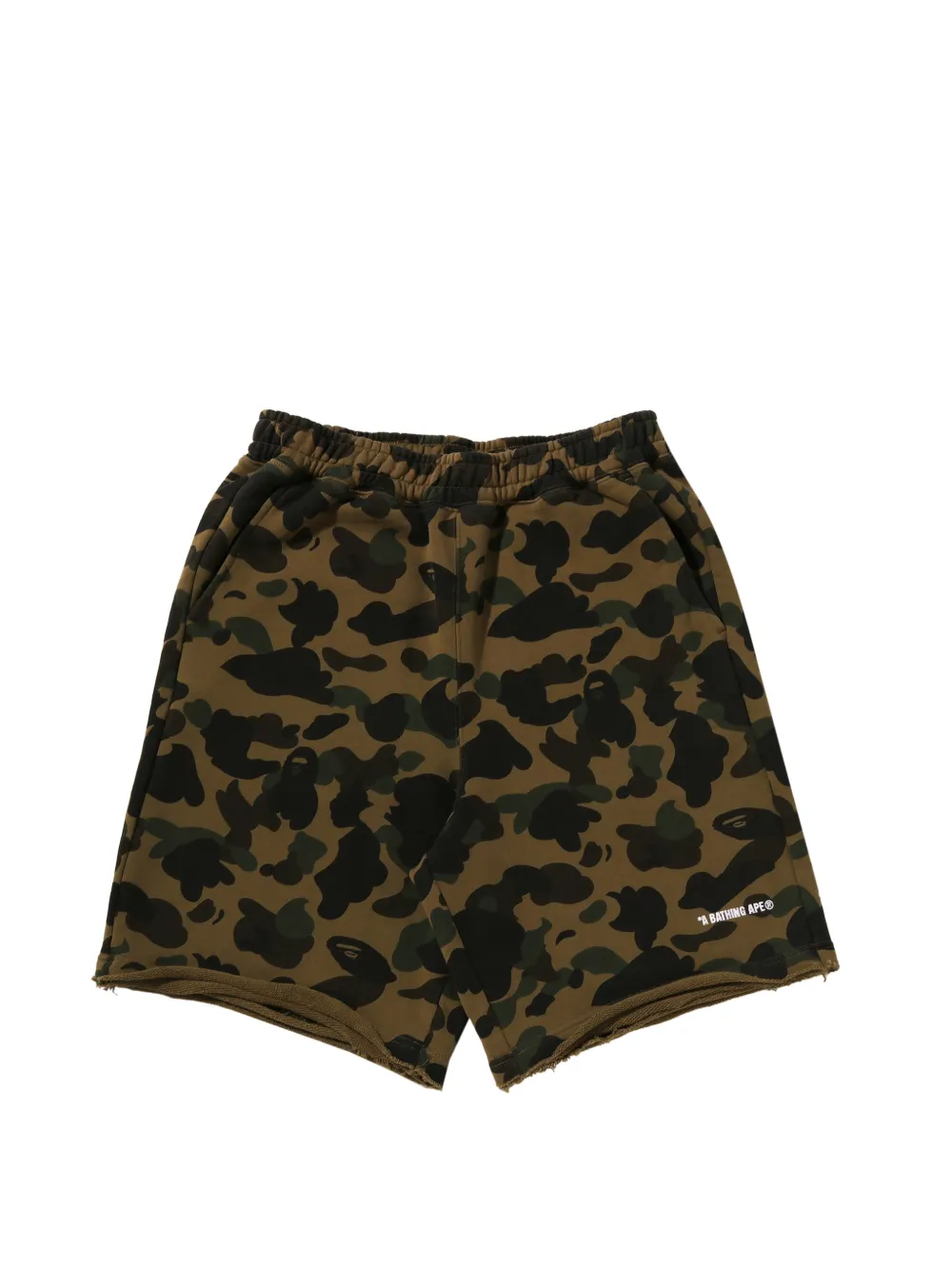 A BATHING APE® 1st Camo Heavy Washed relaxed-fit raw-edge cotton shorts - Verde