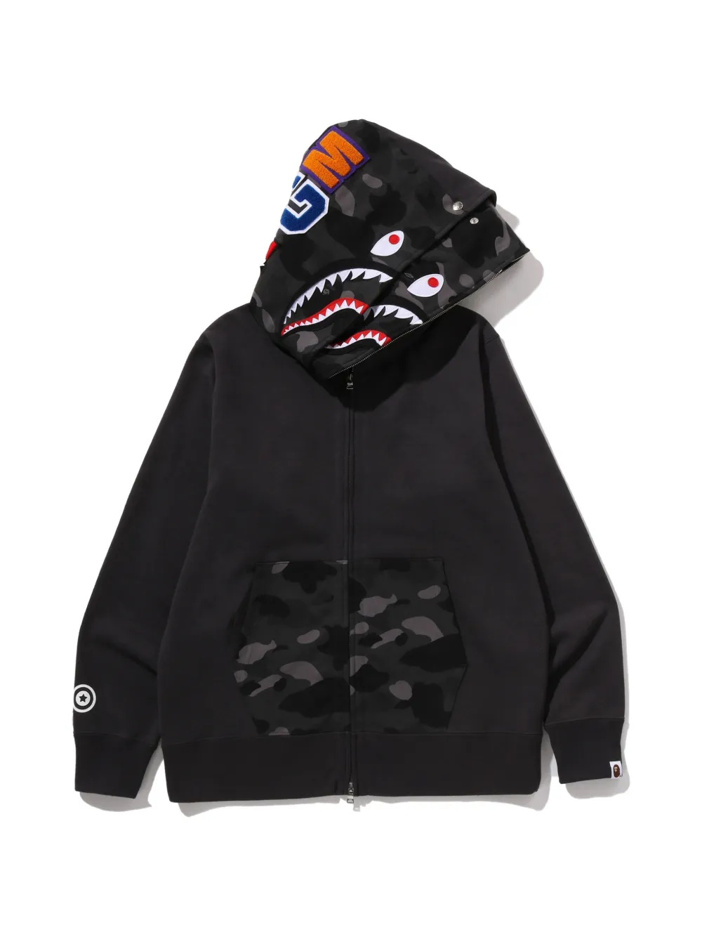 A BATHING APE® Color Camo Shark full-zip hoodie - Nero