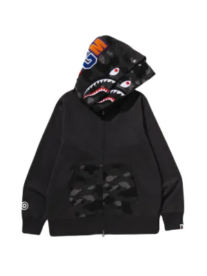 A BATHING APE® City Camo Tiger Shark zip-up Hoodie | Black | FARFETCH