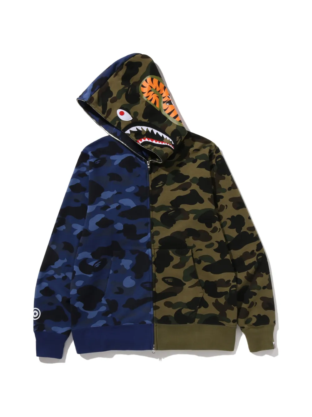 A BATHING APE® Split Camo Shark full-zip hoodie - Blu
