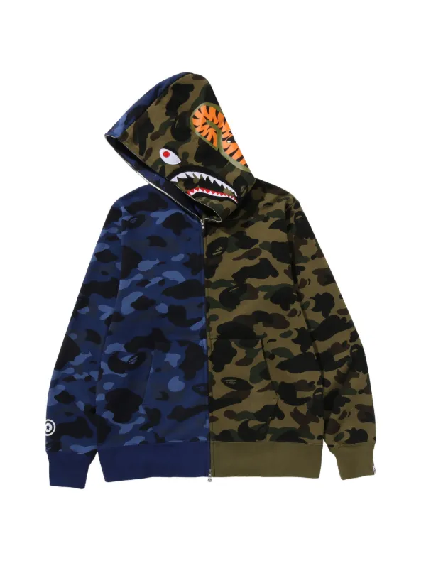 A BATHING APE® Split Camo Shark ジップパーカー | ブルー | FARFETCH JP