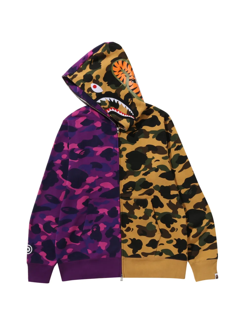 A BATHING APE Hoodie met rits en split Paars