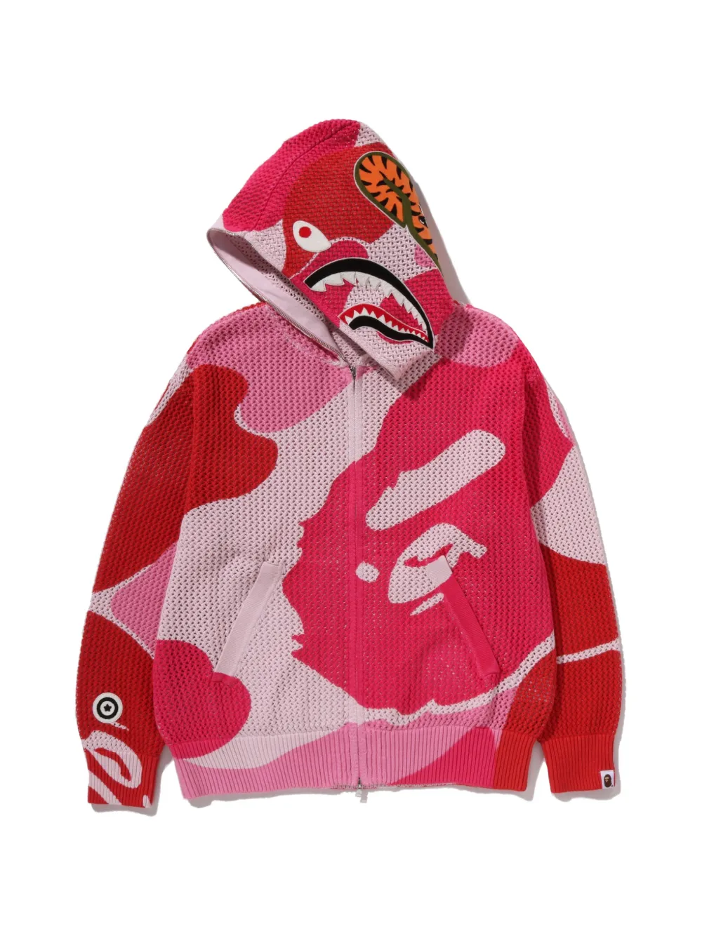 A BATHING APE® ABC Camo crochet shark hoodie - Rosa