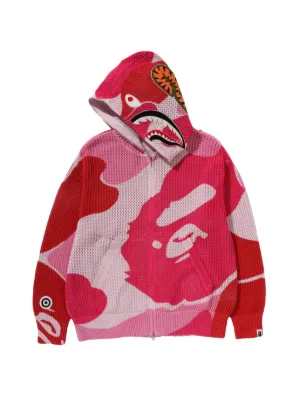 A BATHING APE® シャークモチーフ ジップアップ パーカー | ピンク