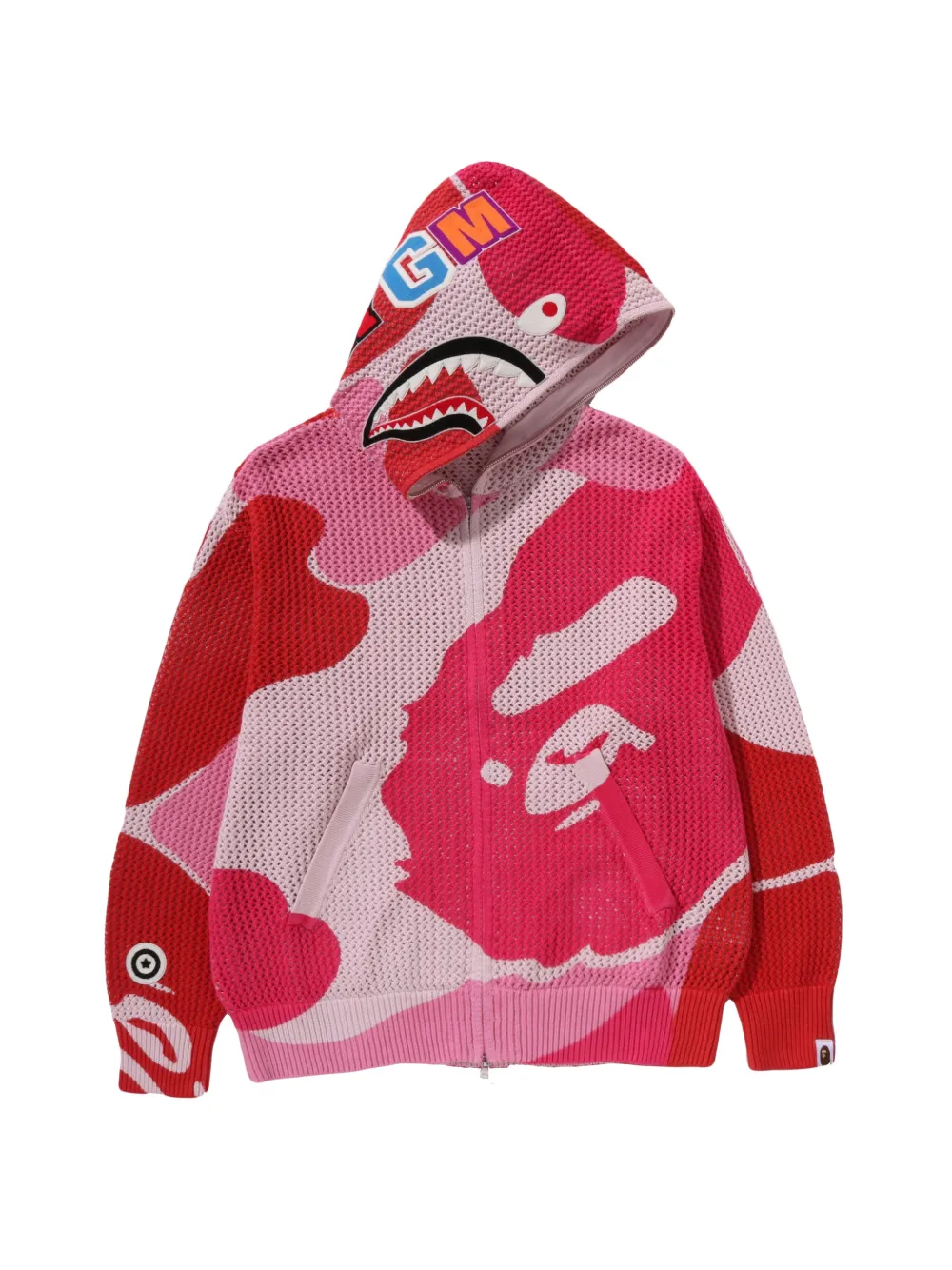 A BATHING APE ABC Camo gehaakte hoodie Roze