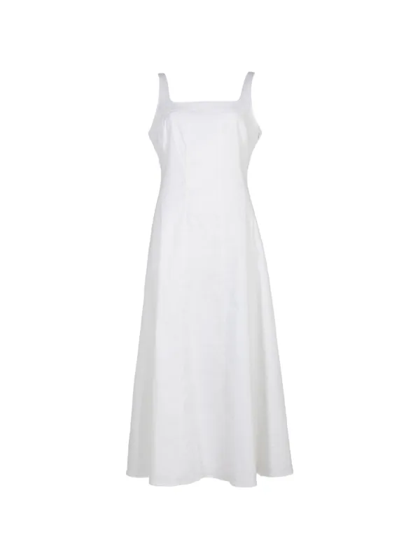 Theory Square-neck Panelled Idi Dress in White