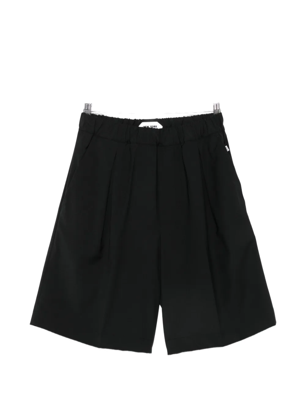 New York Resident pleated-detail elasticated-waist shorts - Black