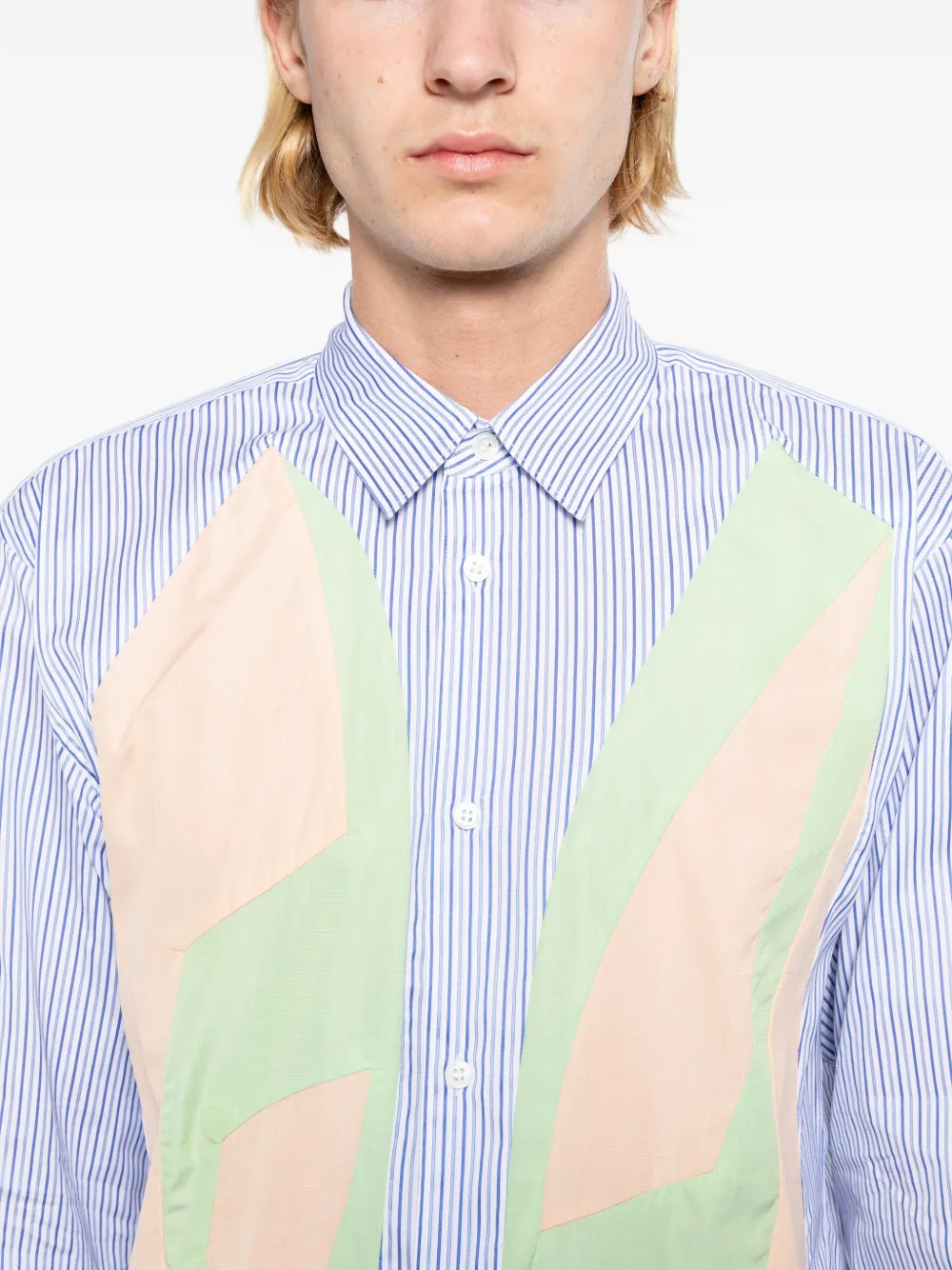Comme Des Garçons Shirt Overhemd met patchwork Blauw