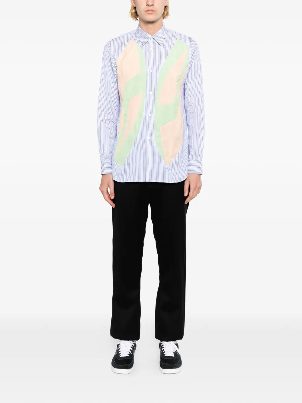 Comme Des Garçons Shirt Overhemd met patchwork Blauw