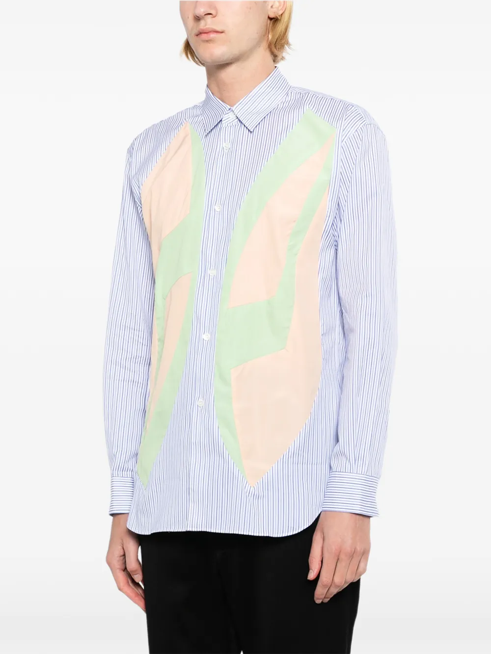Comme Des Garçons Shirt Overhemd met patchwork Blauw