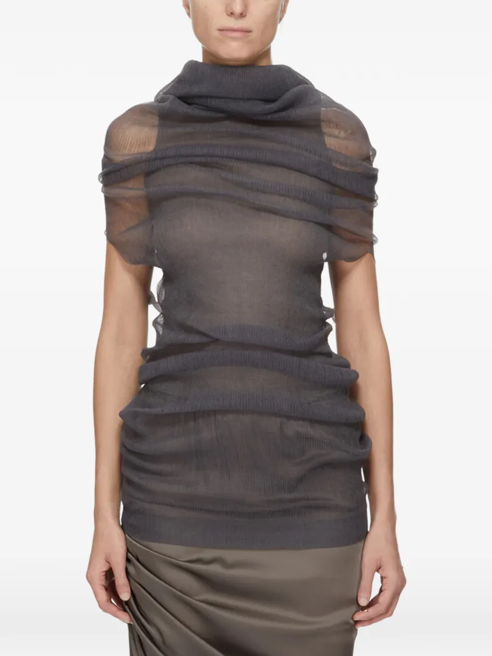 Rick Owens draped semi-sheer blouse - Grigio