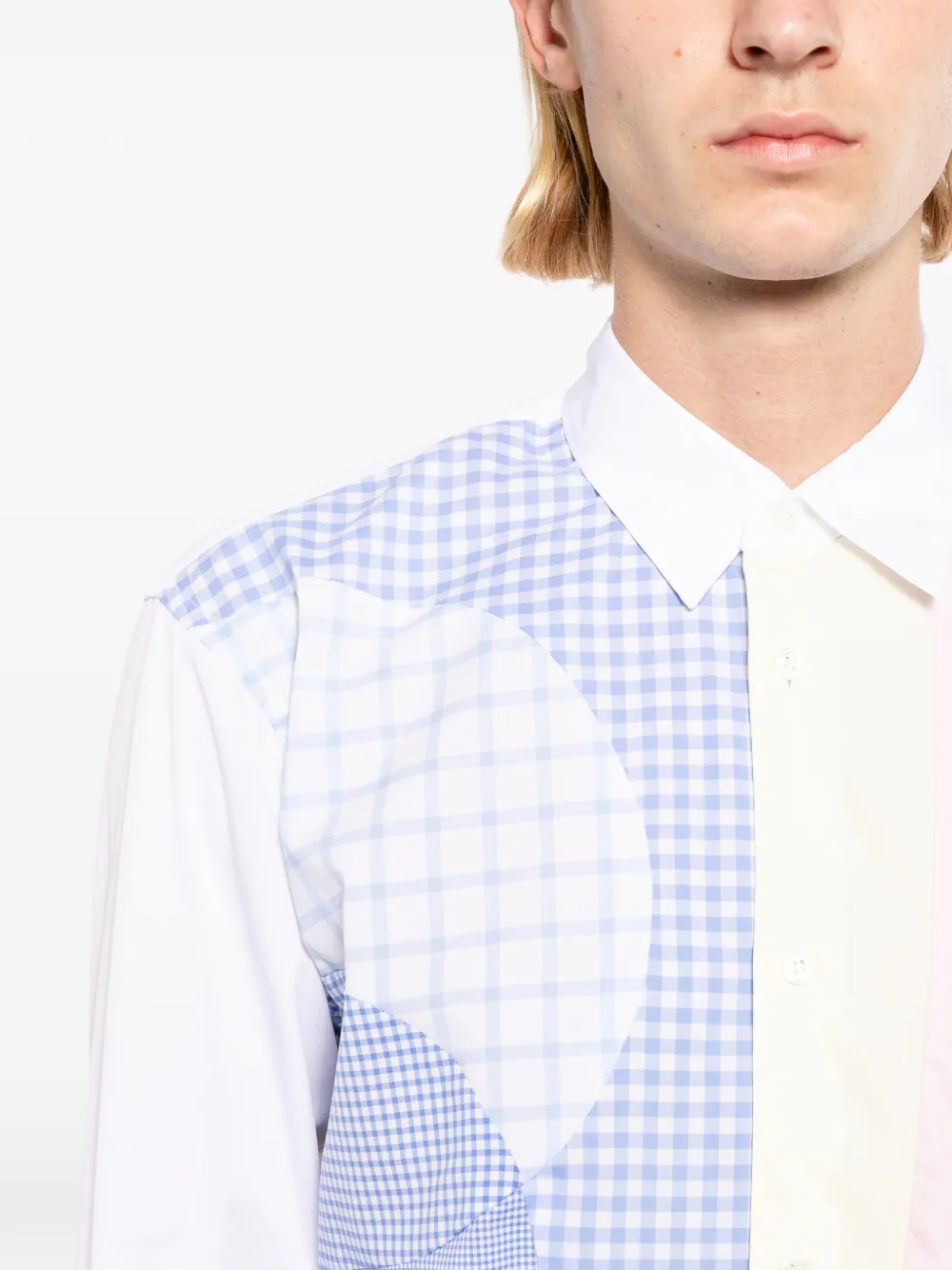 Comme Des Garçons Shirt Overhemd met patchwork en gingham ruit Wit