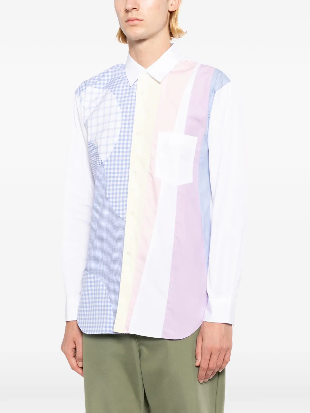 Comme Des Garçons Shirt Overhemd met patchwork en gingham ruit Wit