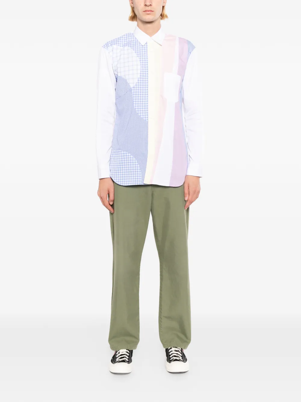 Comme Des Garçons Shirt Overhemd met patchwork en gingham ruit Wit