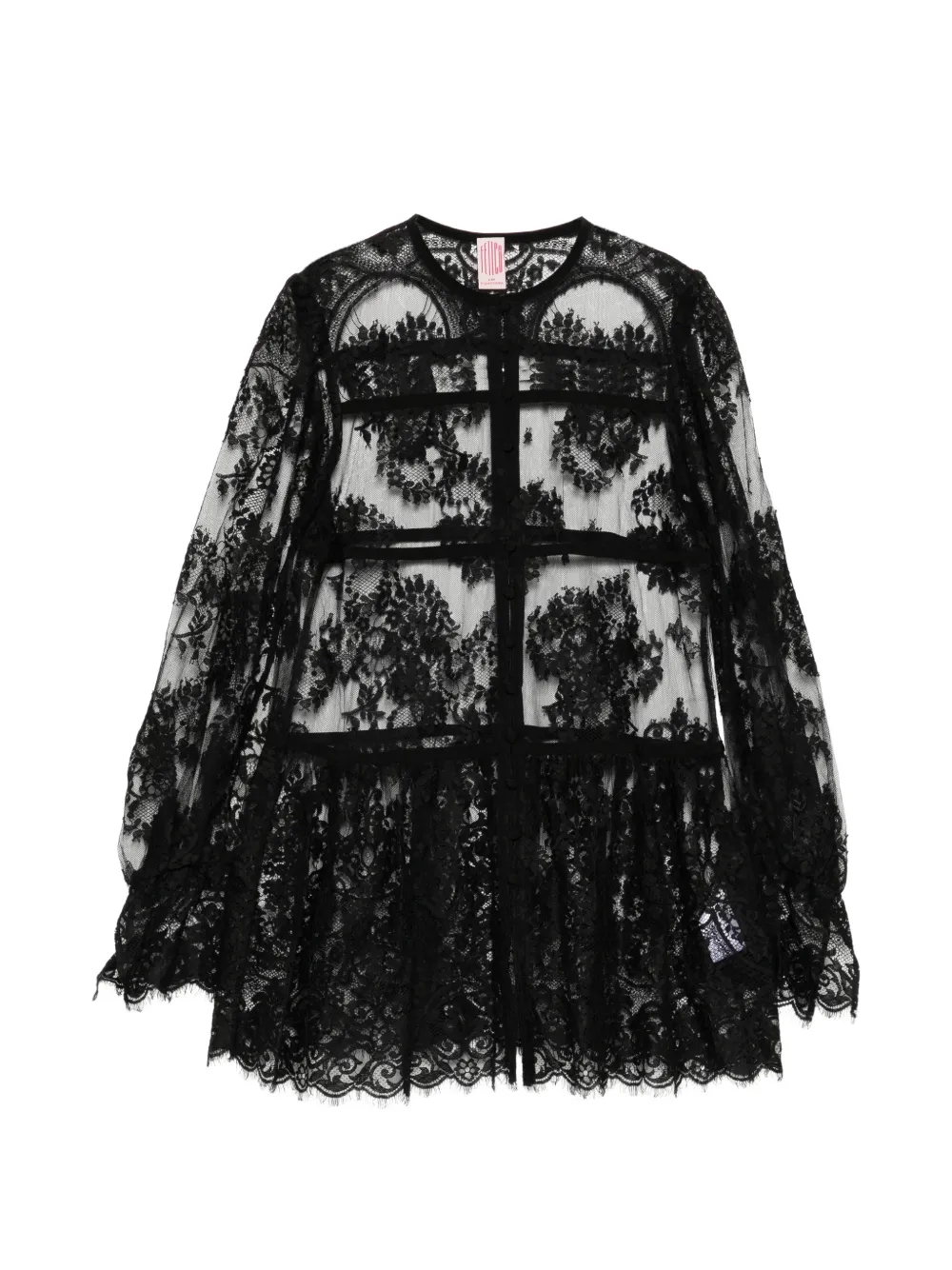 FETICO lace-panelled peplum-hem blouse - Nero