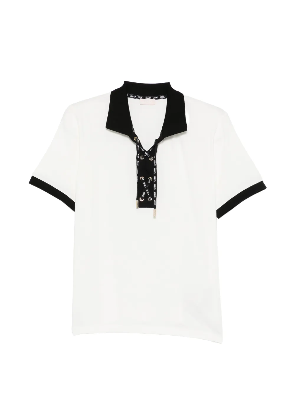 LIU JO lace-up polo top - Bianco