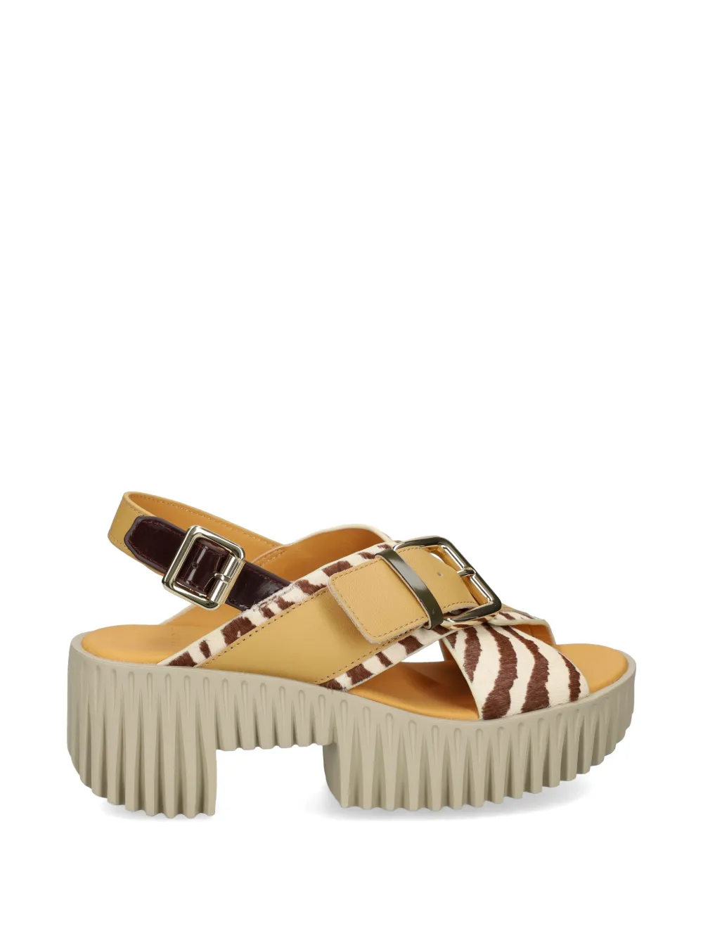 4ccccees Plia Juno Zebra-print Buckled Sandals In Neutral