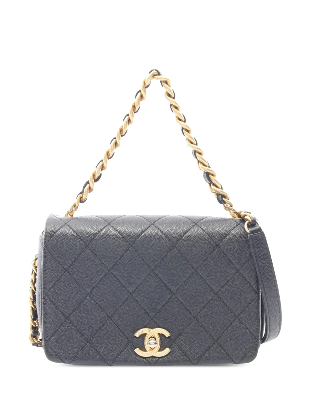 CHANEL Pre-Owned 2020 Small Quilted Caviar Chain Flap satchel - Blue