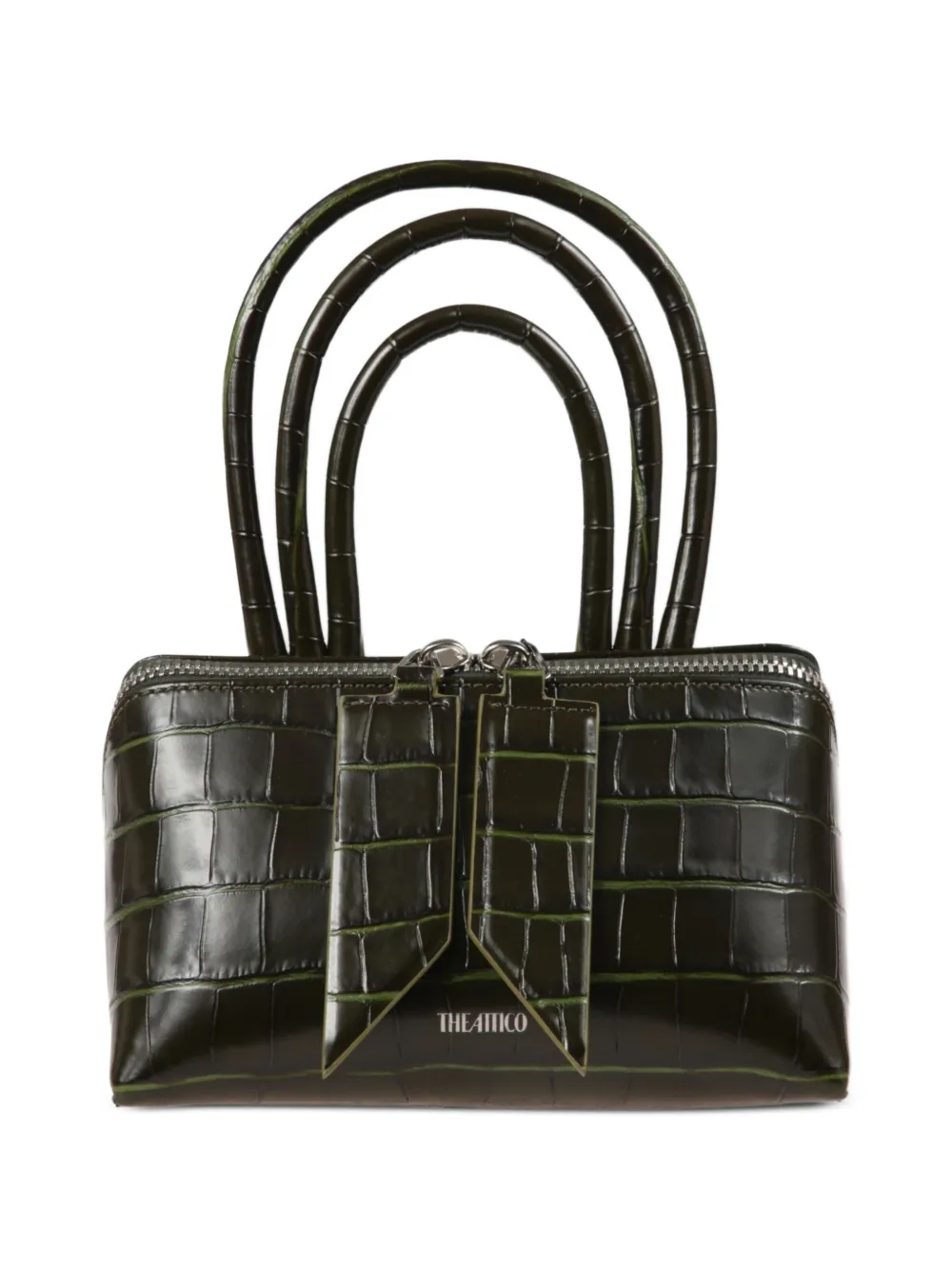 The Attico Borsa a mano Friday mini con effetto coccodrillo - Verde