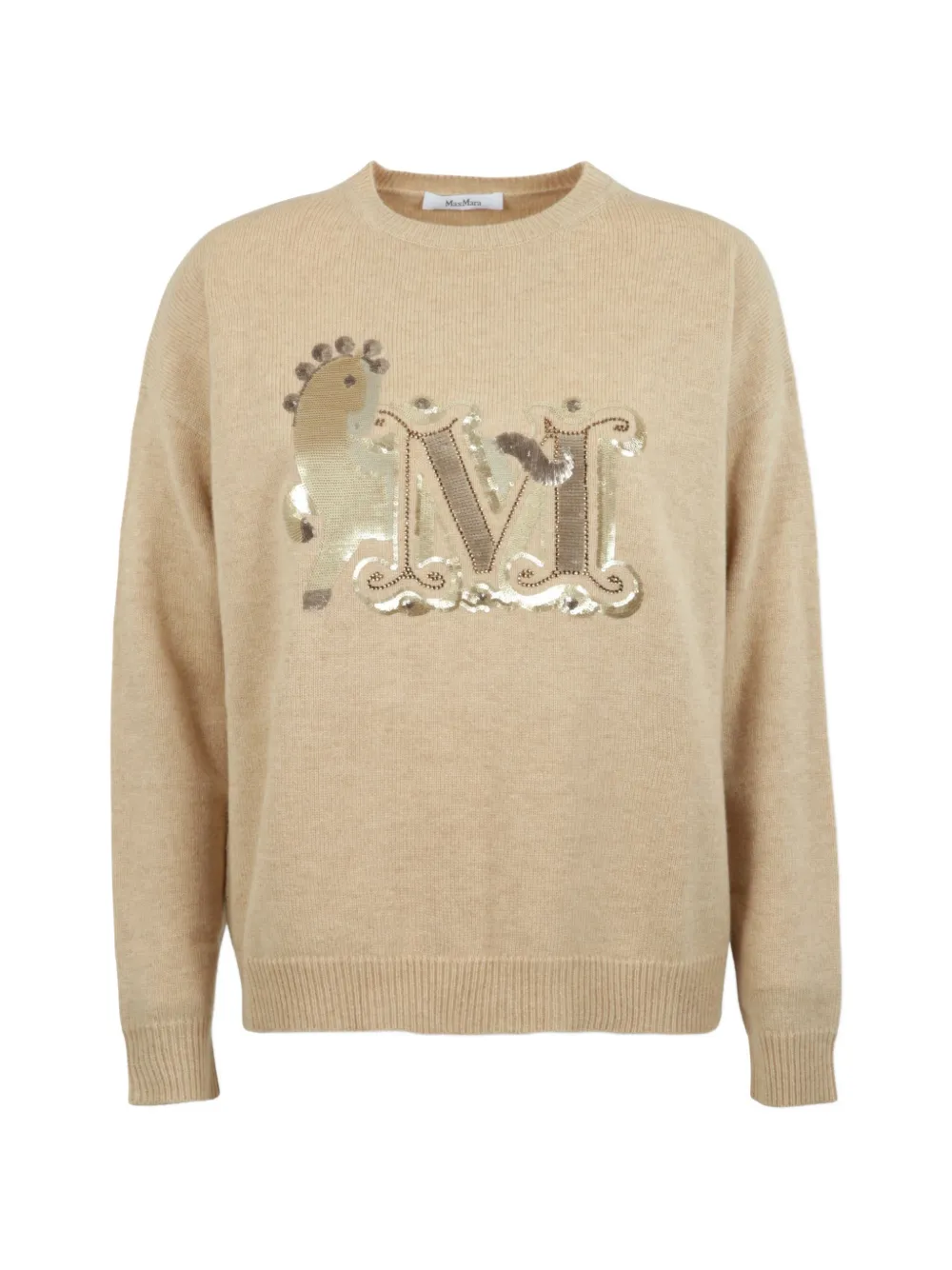 Max Mara logo crew-neck sweater - Neutrals