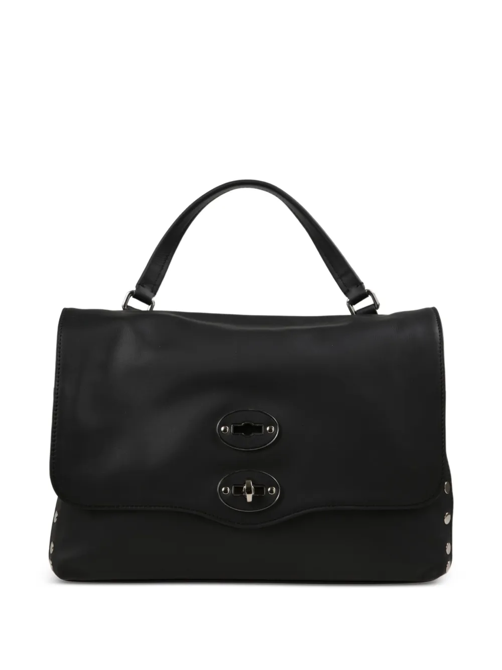 Zanellato small Postina® rivets twist-lock leather satchel bag - Nero