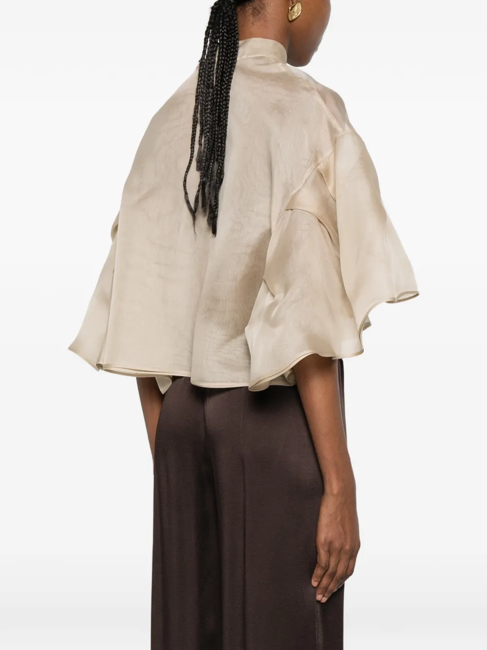 Max Mara Gelaagde blouse met ruches Beige