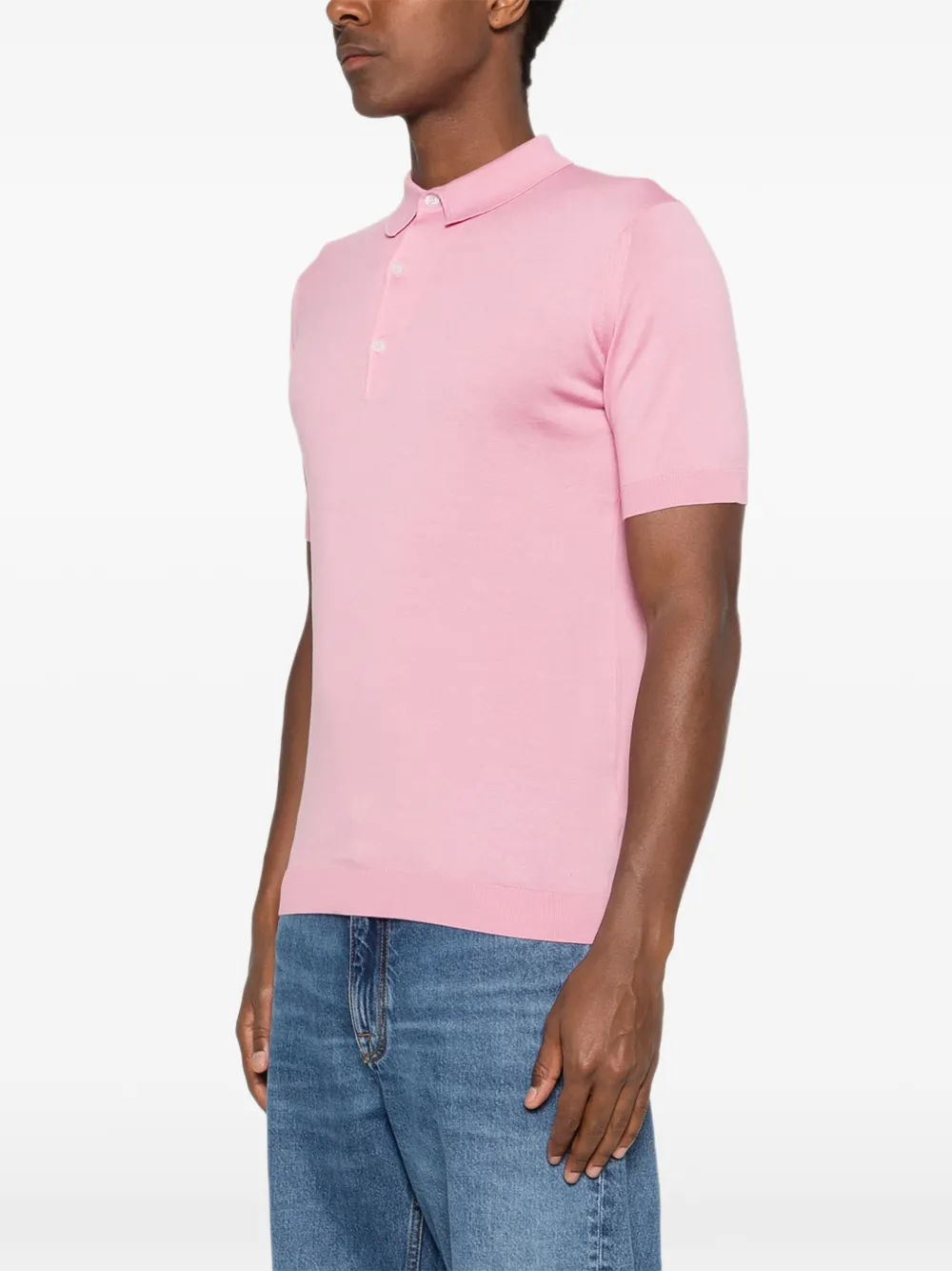 John Smedley Adria katoenen poloshirt Roze