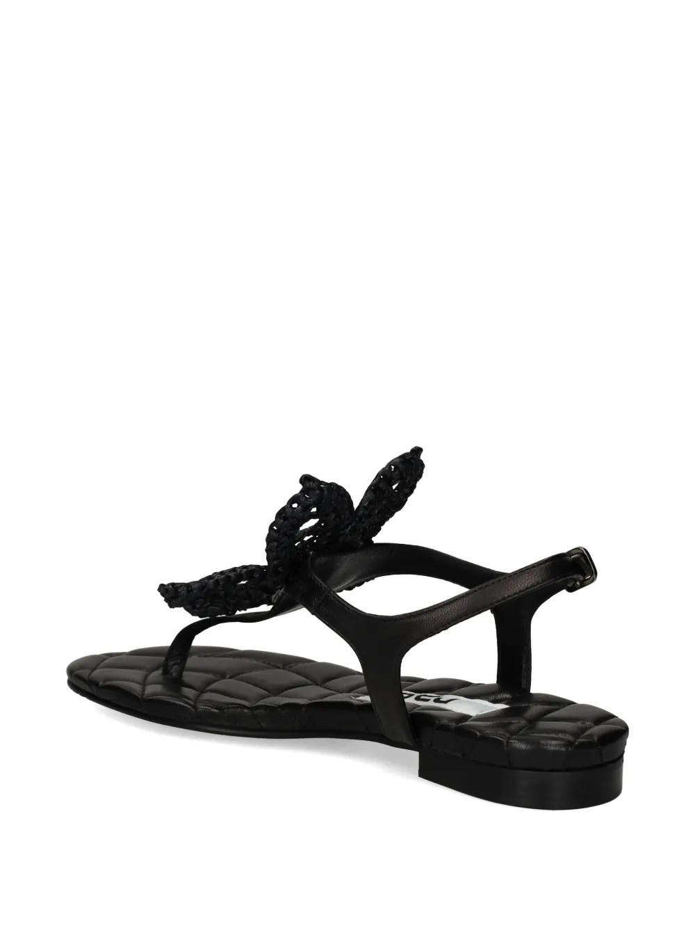 Ras Sandalen verfraaid met bloem Zwart