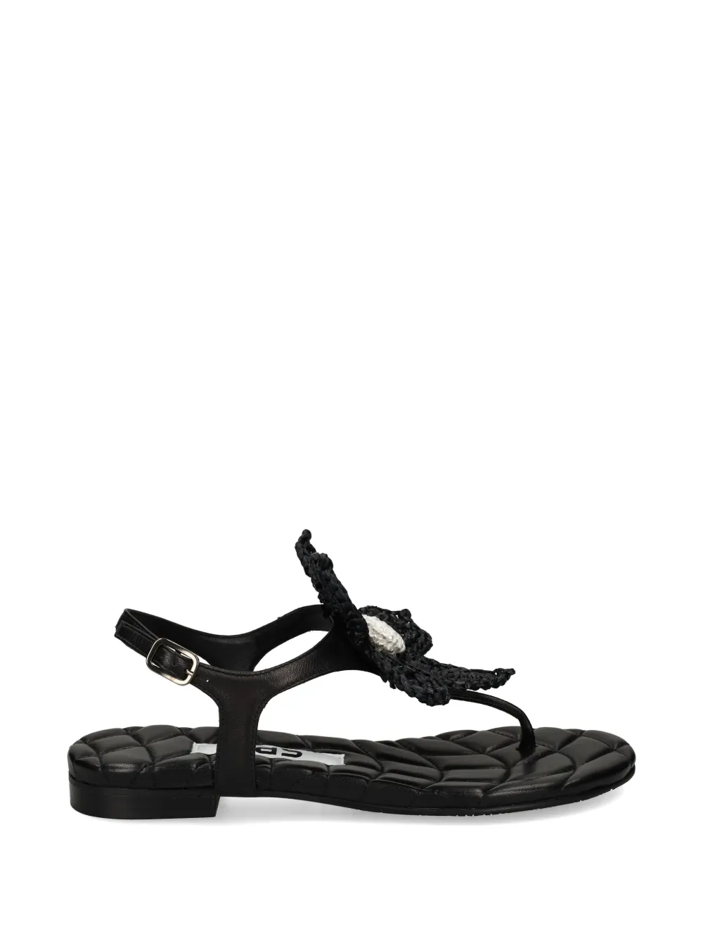 Ras Sandalen verfraaid met bloem Zwart