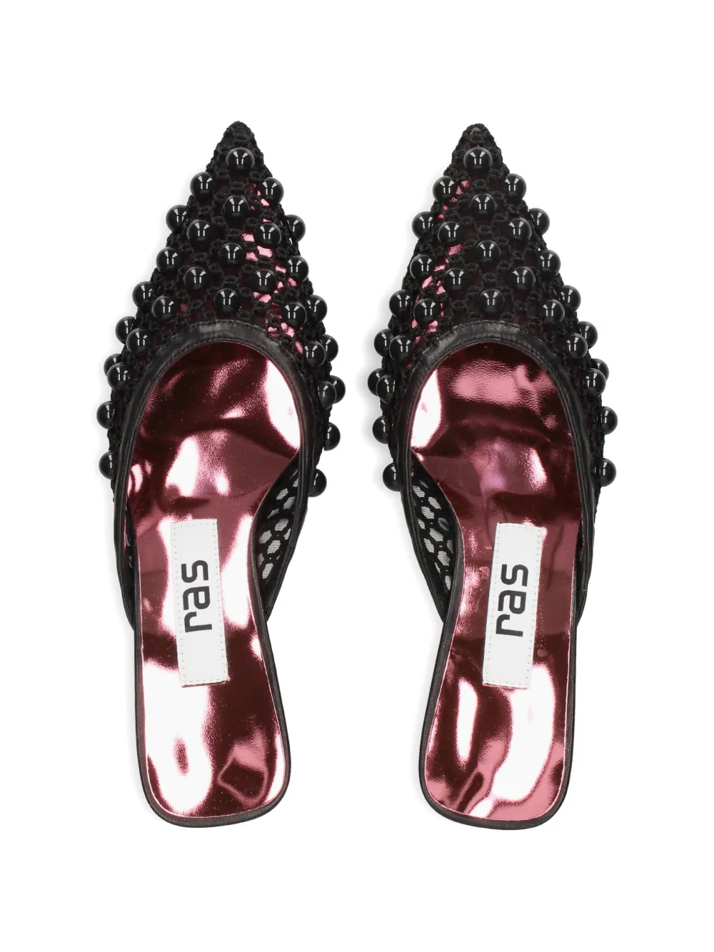 Ras beaded mesh mules Zwart