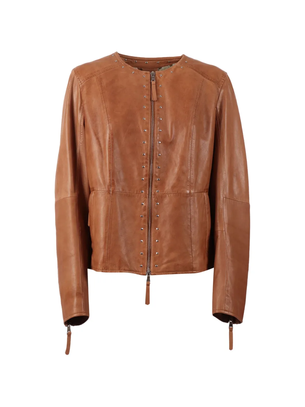 BULLY stud-embellished leather jacket - Braun