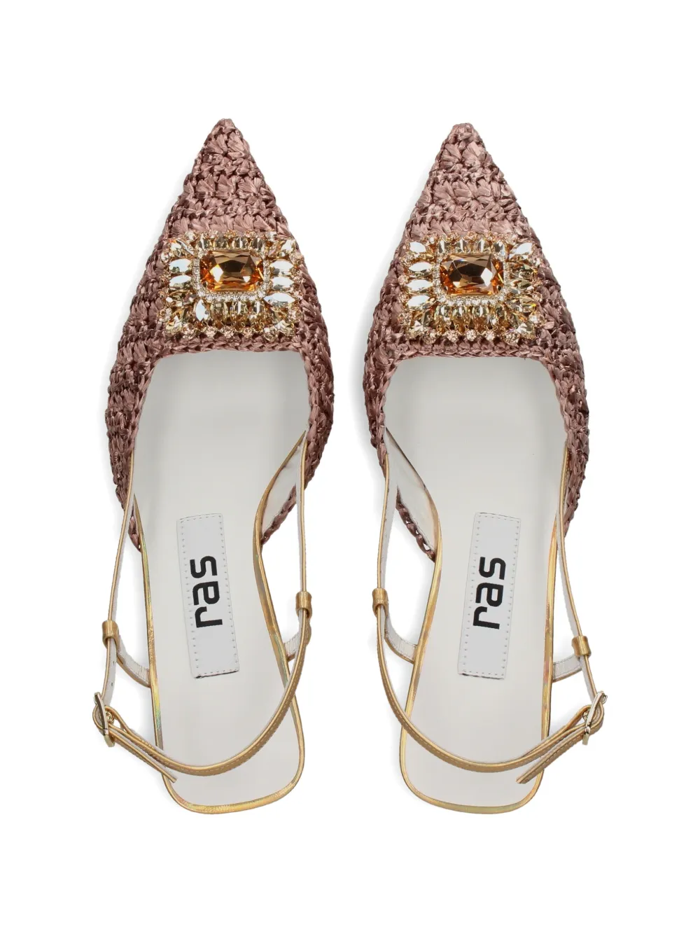 Ras flower embellishment slingback pumps Roze