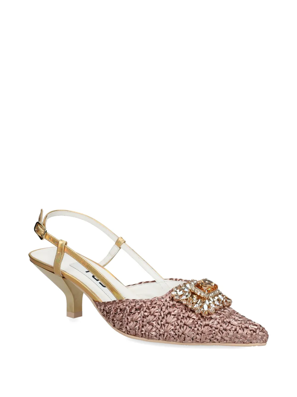 Ras flower embellishment slingback pumps Roze