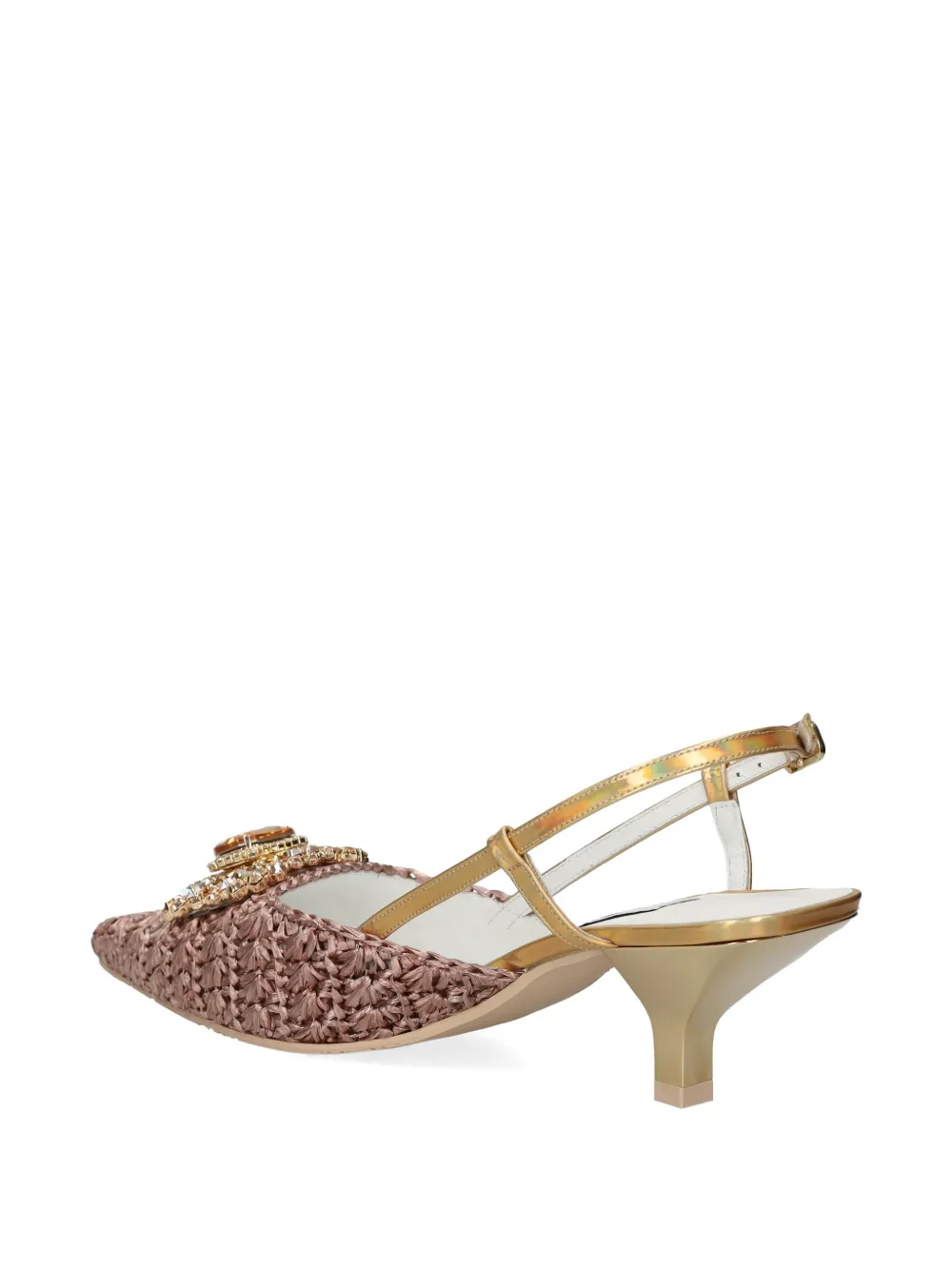 Ras flower embellishment slingback pumps Roze