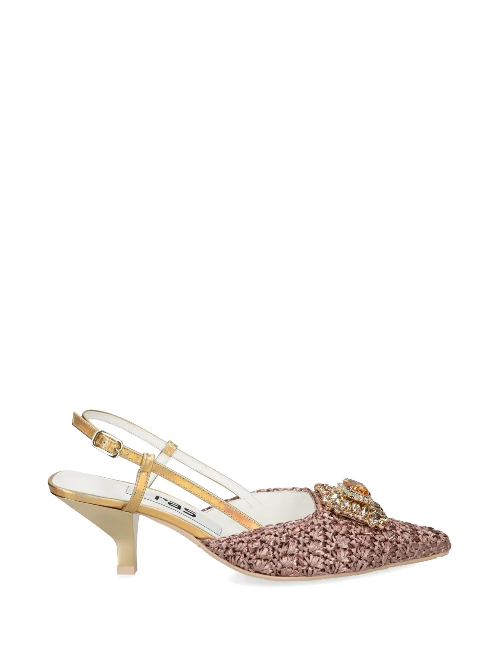 Ras Flower Embellishment Slingback Pumps