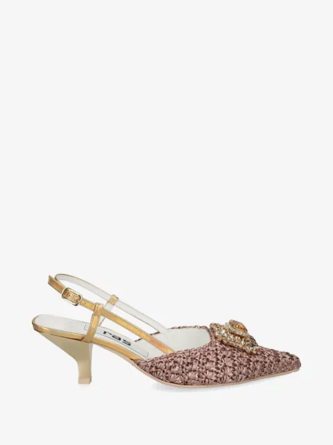 Ras flower embellishment slingback pumps