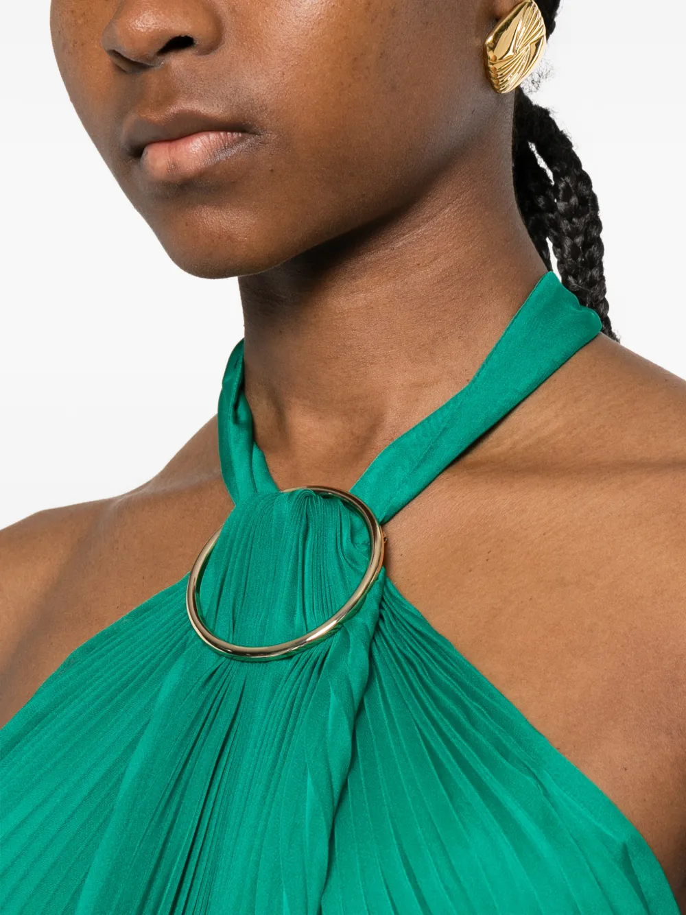 Max Mara Mxevalzer top met plooien en ring Groen