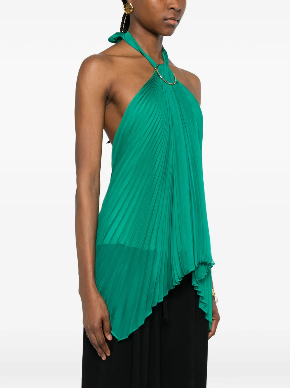 Max Mara Mxevalzer top met plooien en ring Groen