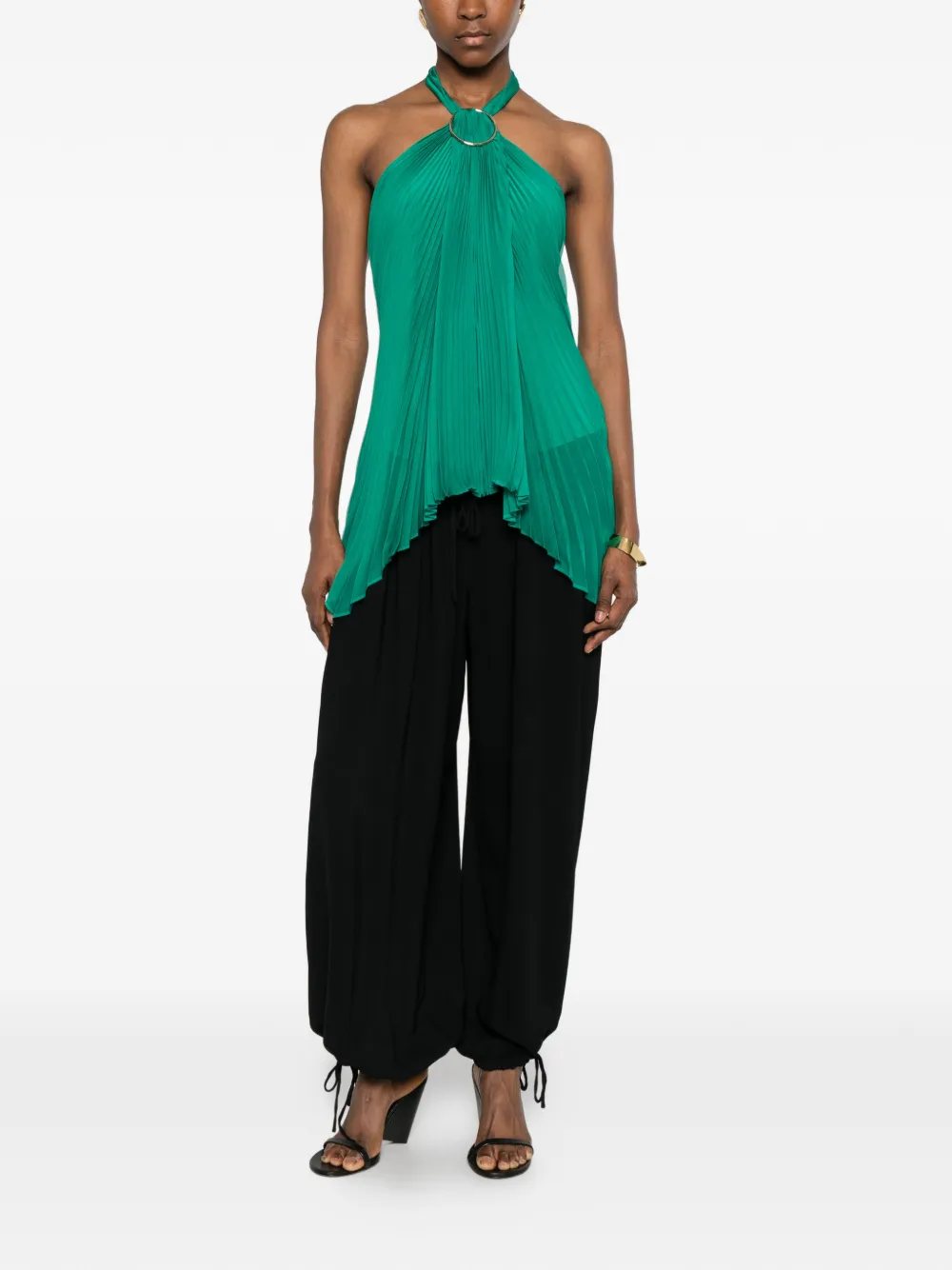 Max Mara Mxevalzer top met plooien en ring Groen