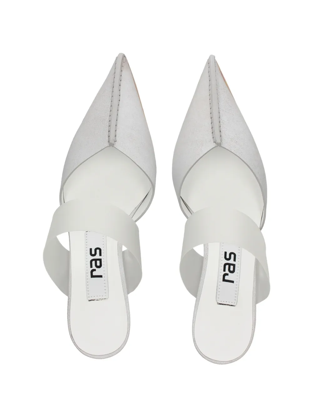 Ras square toe leather mules Grijs