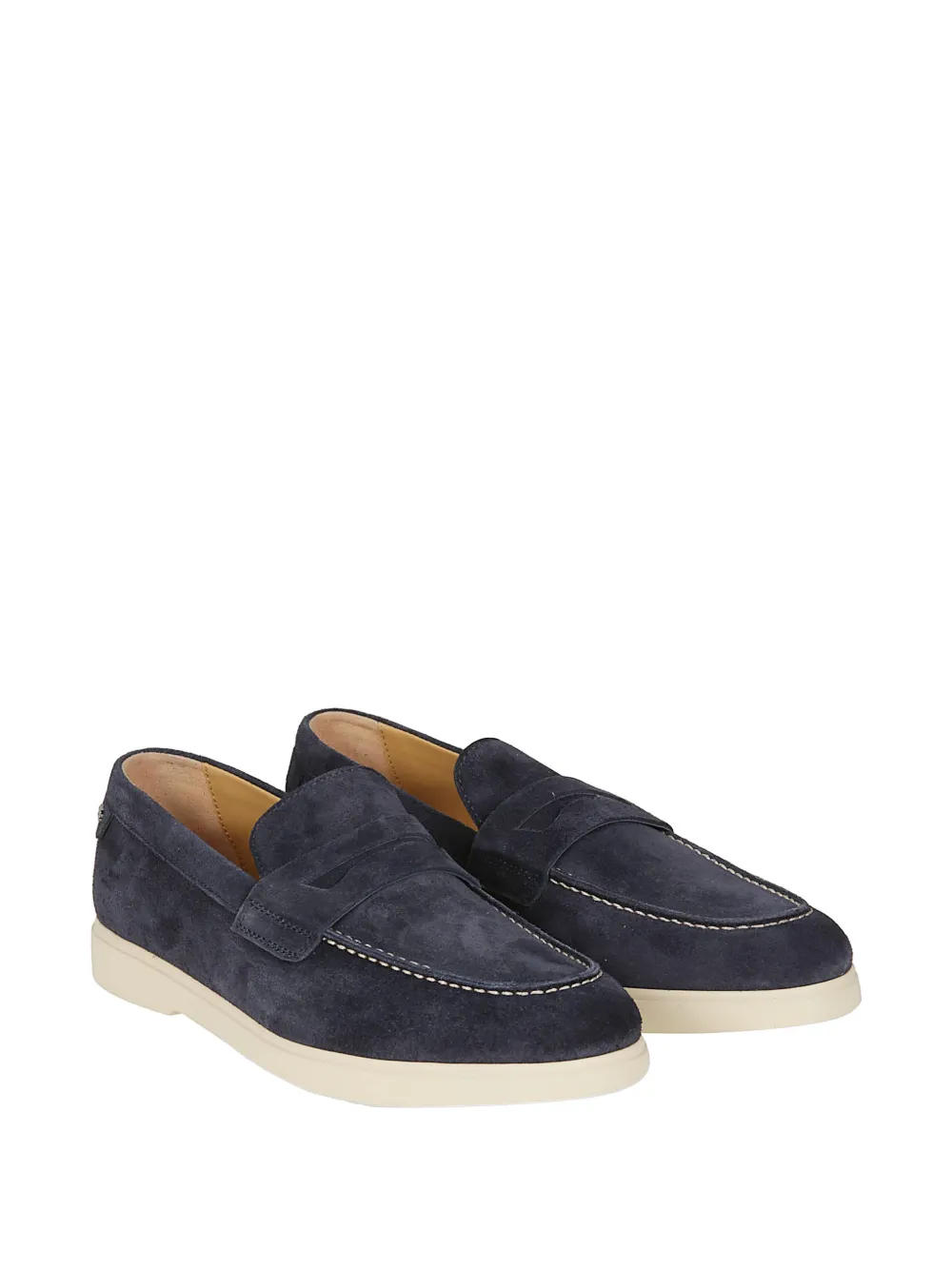 Baldinini contrast-trim suede loafers Blauw