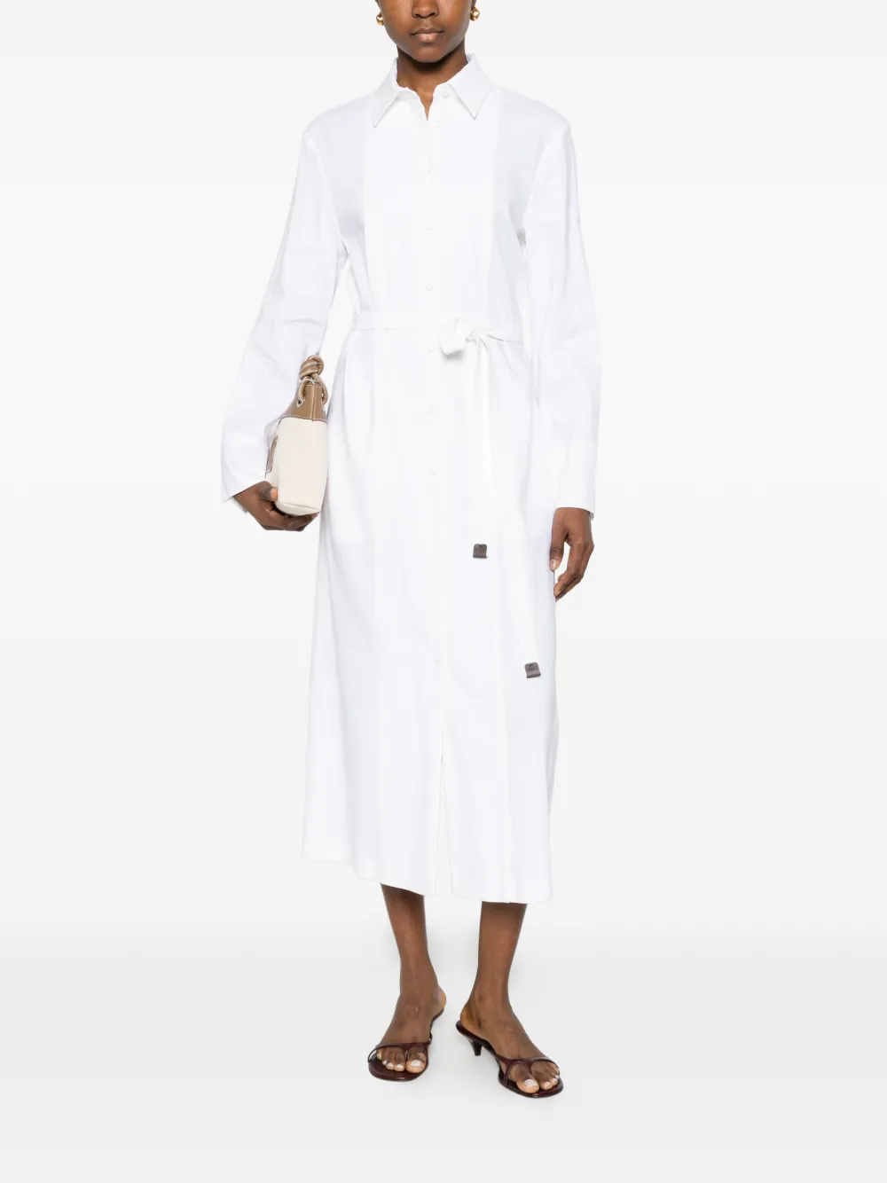 Max Mara Midi-jurk met ceintuur Wit