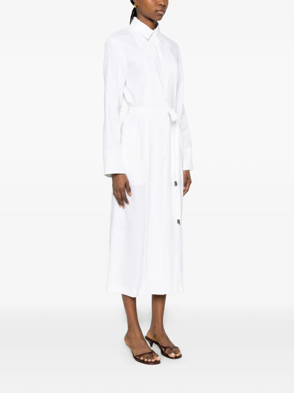 Max Mara Midi-jurk met ceintuur Wit
