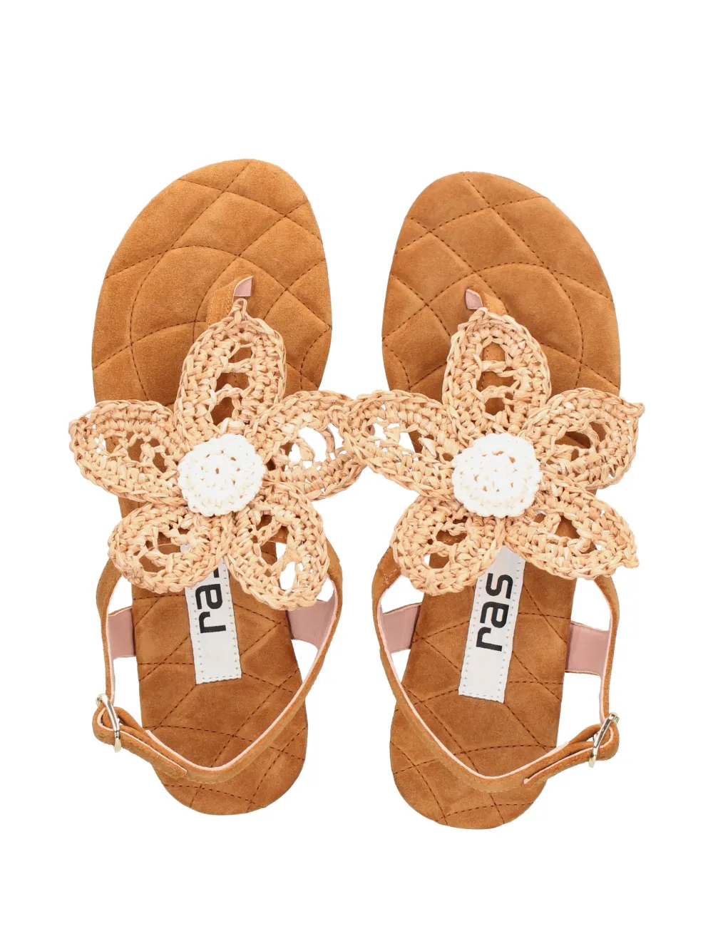 Ras Suède sandalen met bloemdetail Bruin