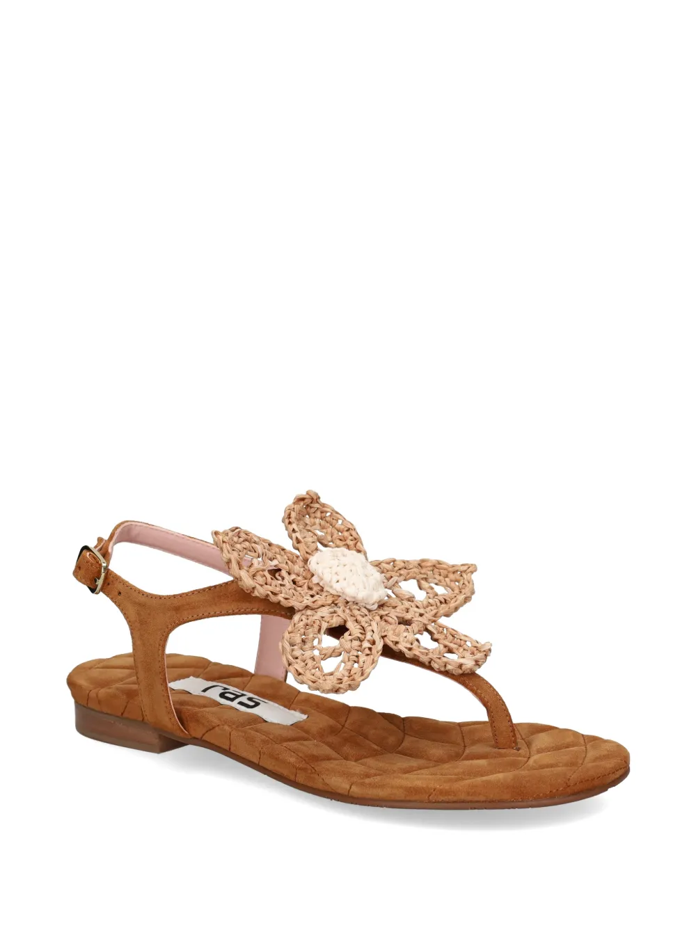 Ras Suède sandalen met bloemdetail Bruin