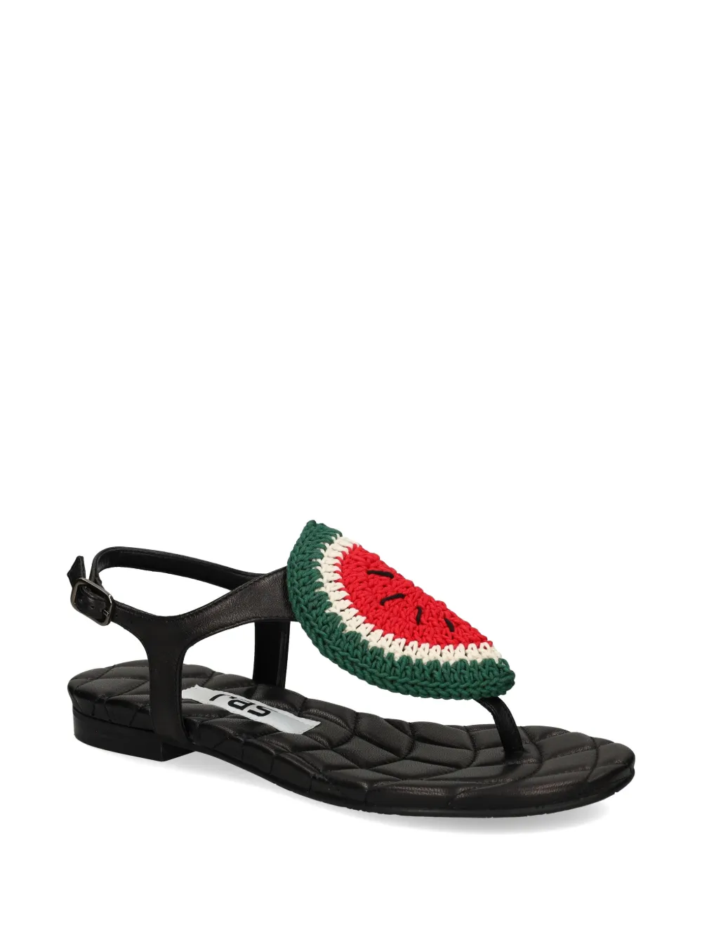 Ras quilted appliqué sandals Zwart