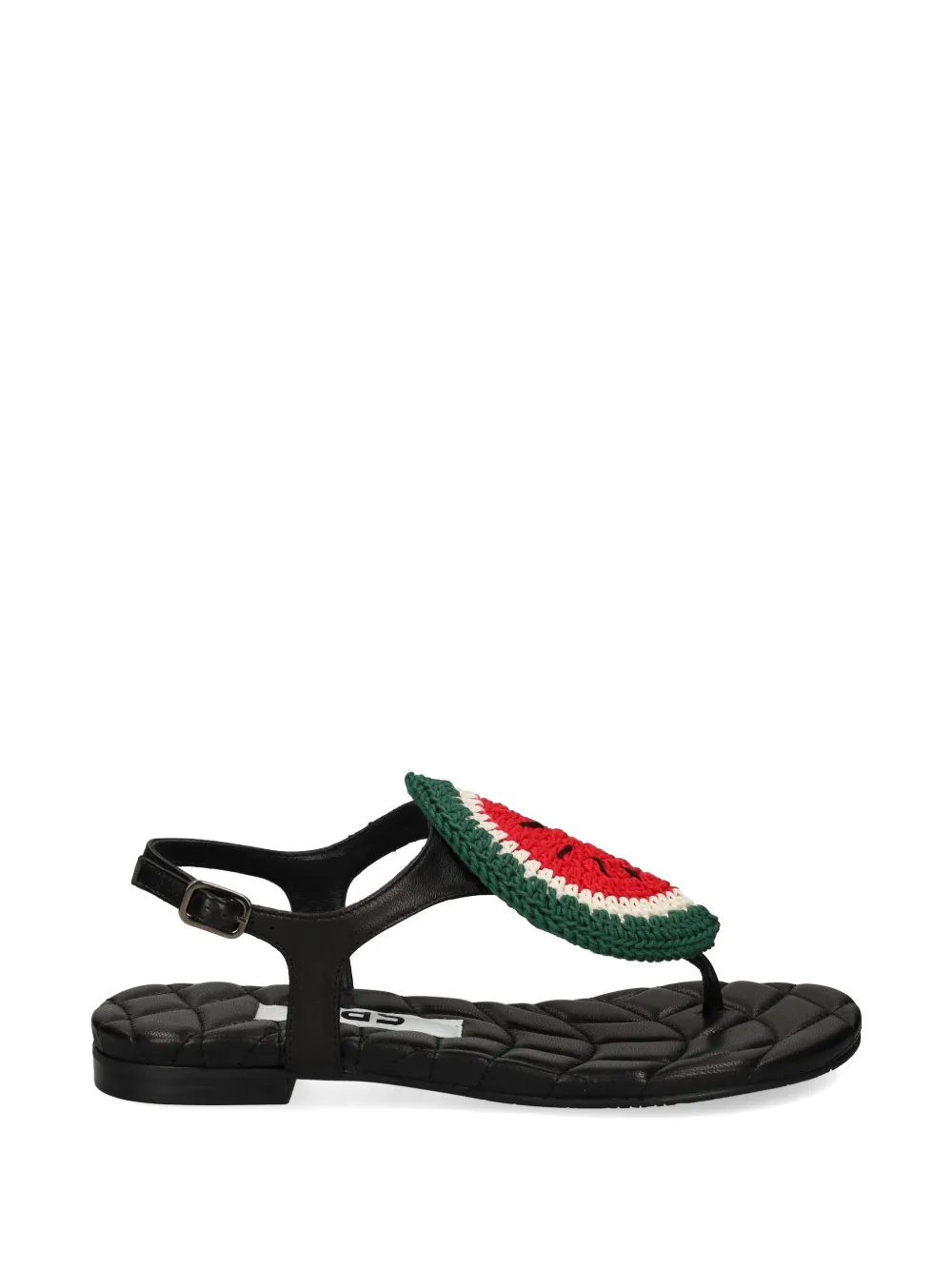 Ras quilted appliqué sandals Zwart