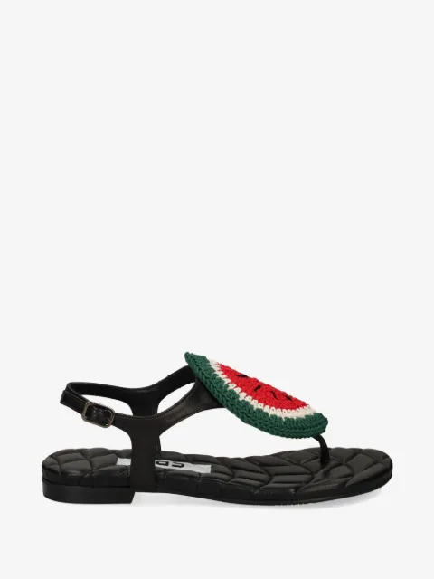 Ras quilted appliqué sandals